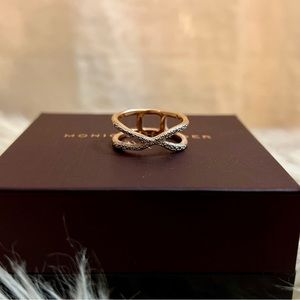 Monica Vinader Riva Wave Cross ring - 
18ct Rose Gold Vermeil & Diamond
